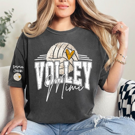Custom Volleyball Mimi Shirt, Personalized with Kids Names, Volleyball Fan T Shirt