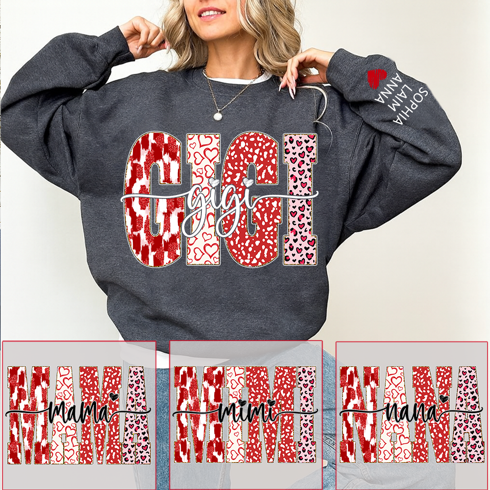 Personalized Valentine Gigi Heart Sweatshirt, Gifts for Grandma And Kids