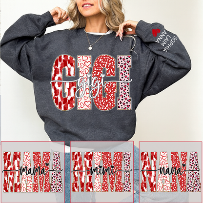 Personalized Valentine Gigi Heart Sweatshirt, Gifts for Grandma And Kids