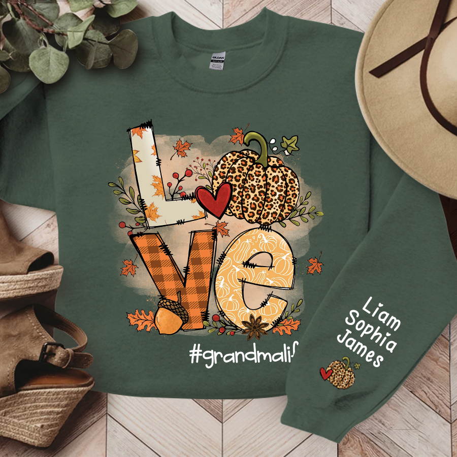 Love Grandma Life Pumpkin Fall Autumn, Custom Grandma And Grandkids, Grandma Gift, Autumn Gift TH Sweatshirt