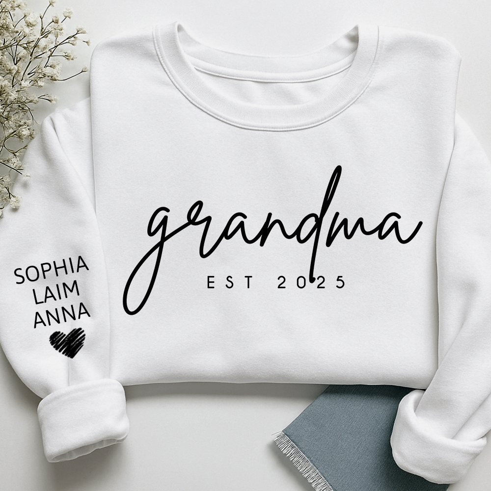 Personalized Grandma Est Sweatshirt, Gifts for Grandma, Custom Grandma and Grandchild Names