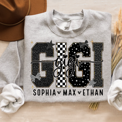Gigi Style Star Plaid Design, Custom Gifts for Grandma and Grandchild