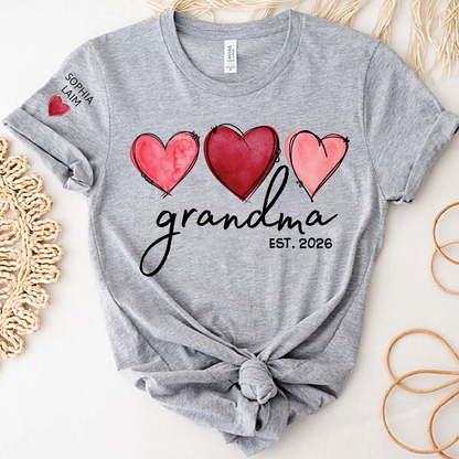Custom Grandma Valentine T-shirt, Heart Valentine Gifts For Grandma And Kids