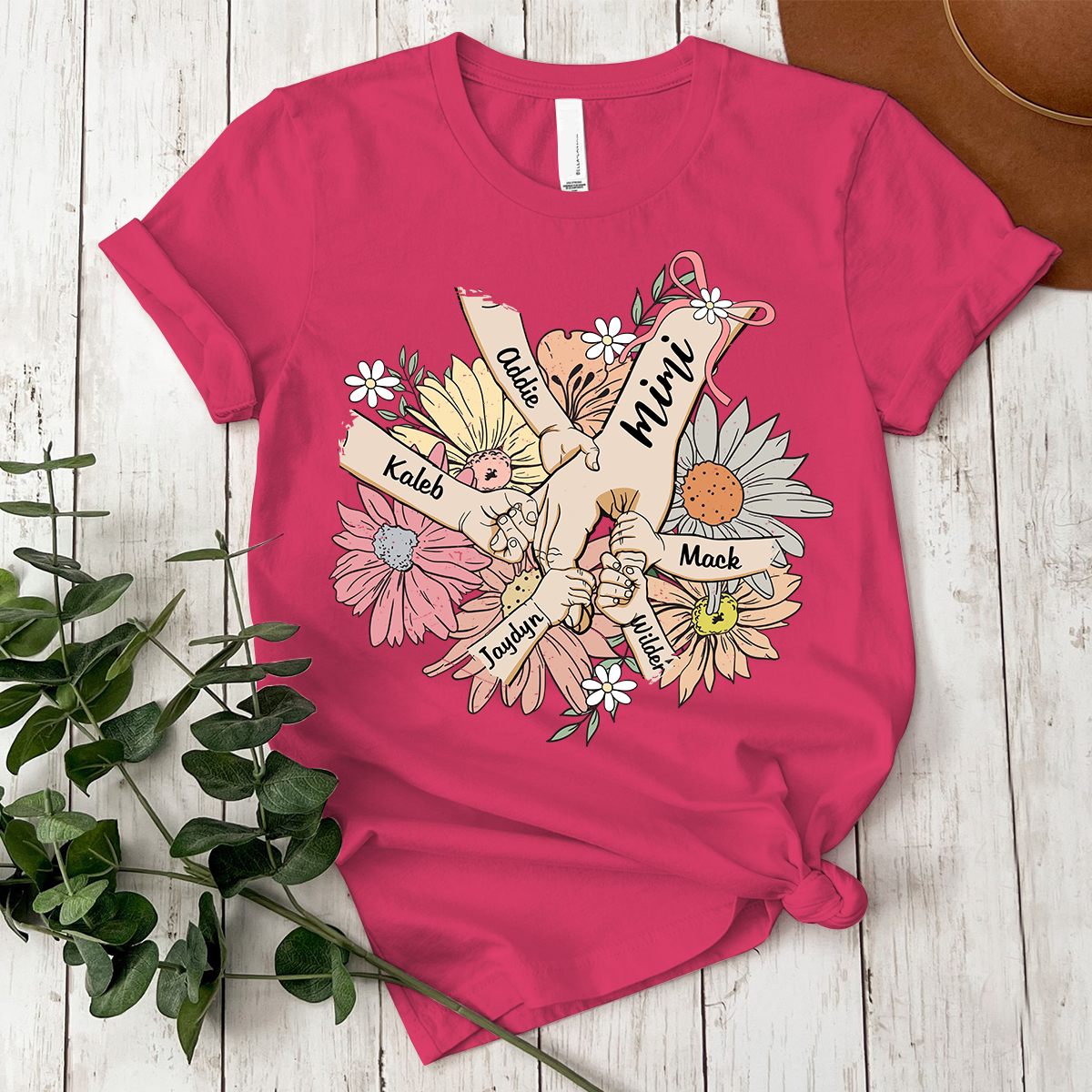 Custom Grandma Hand Retro flower Shirt, Personalized Nickname And Grandkids, Gift For Mother's Day