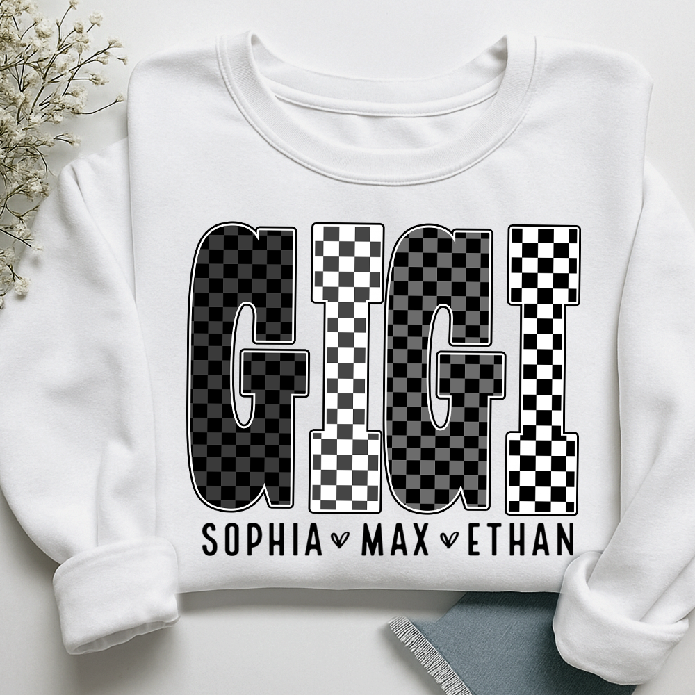Black White Design, Custom Gift For Gigi And Her Grandchildren