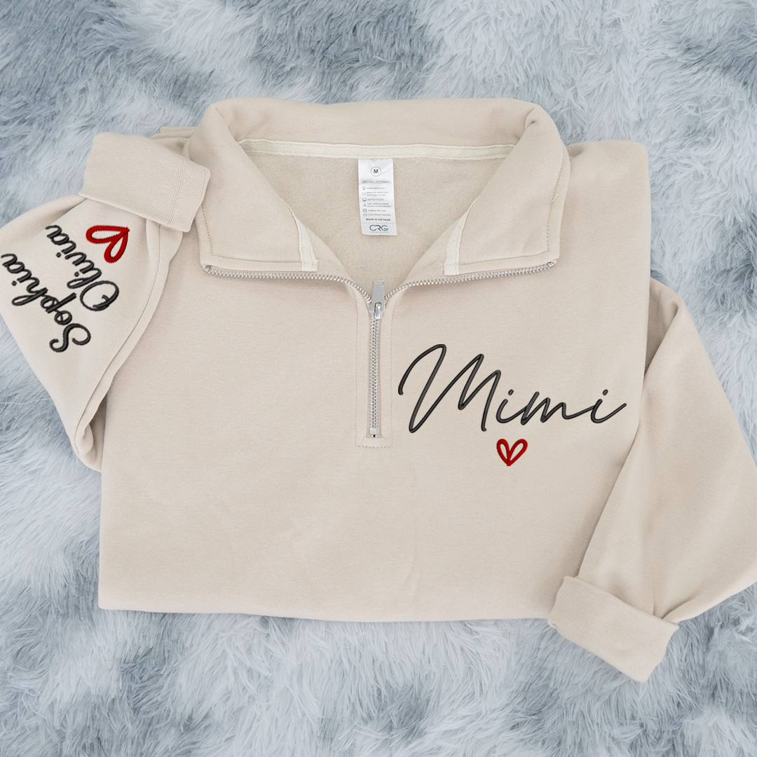 Personalized Hand Embroidered Mimi Sweater, Gift for Grandma and Grandchildren's Names