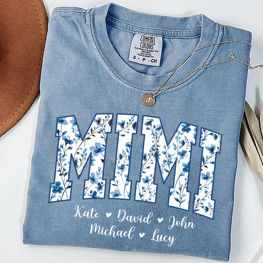Comfort Colors® T-Shirt Personalized Blue Gigi, Custom Grandma and Kids
