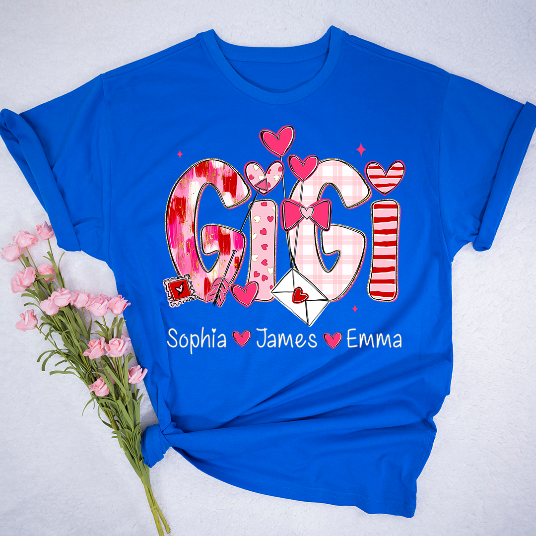 Valentine's Day T-tshirt, Personalized Gift with Name for Grandma and Grandchildren