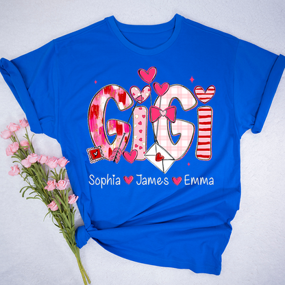 Valentine's Day T-tshirt, Personalized Gift with Name for Grandma and Grandchildren