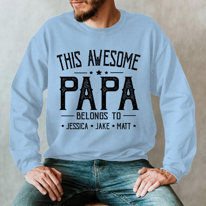 This Awesome Grandpa Belongs To Kids Longsleeve, Custom Papa With Kids Names Longsleeve, Gift For Longsleeve Father Men's