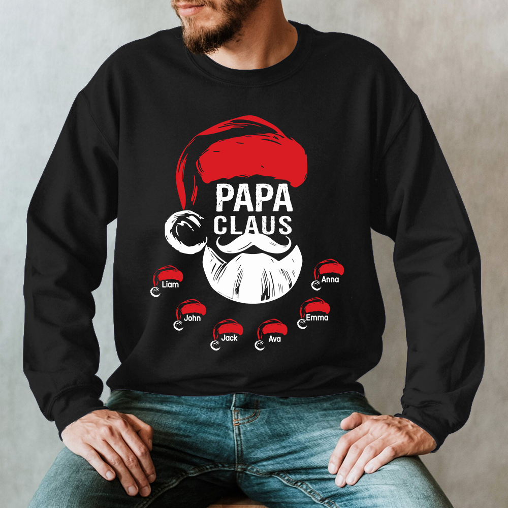 Custom Papa Claus Christmas, Gift For Papa And Kids Sweatshirt