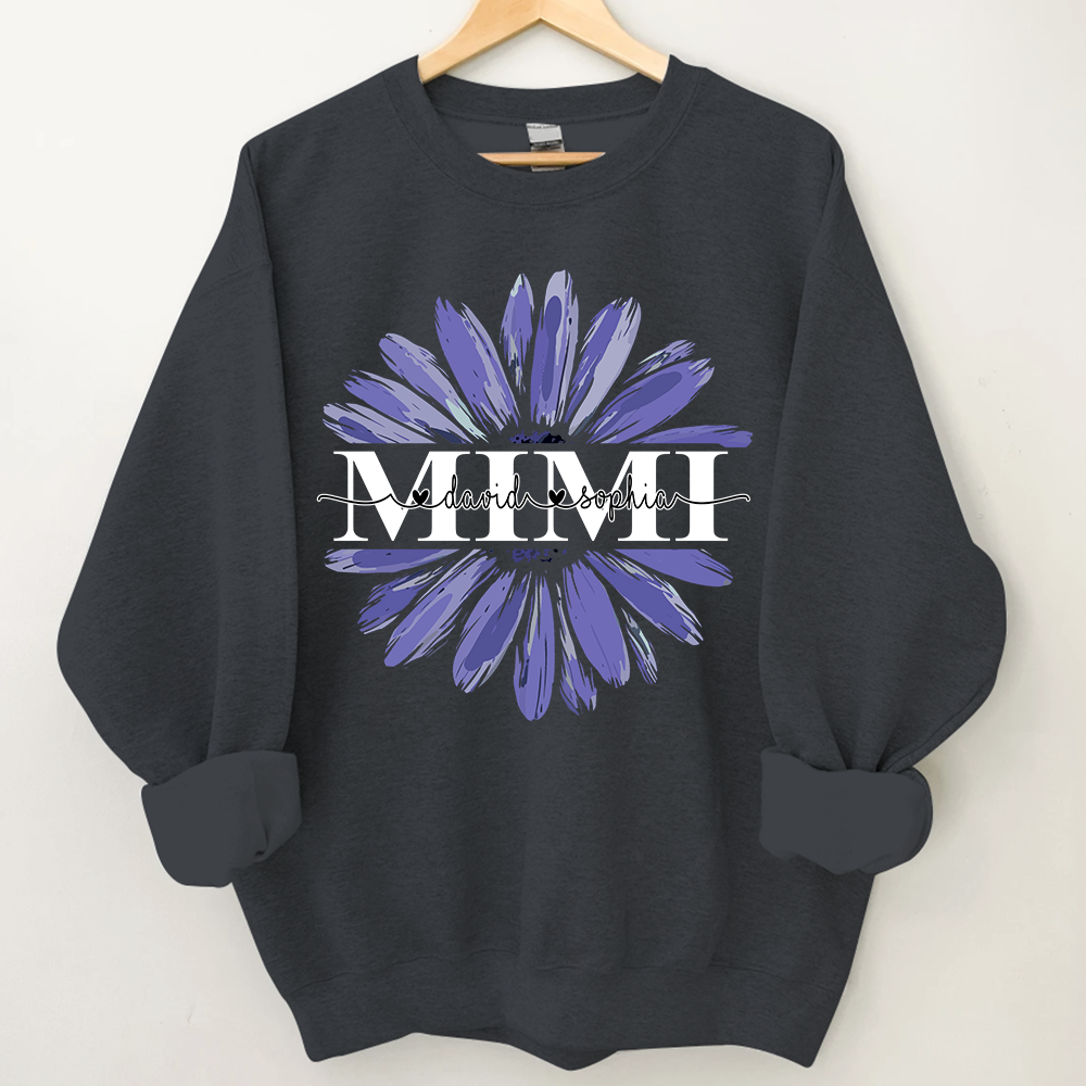 Mimi Purple Daisy Flower With Grandkids Sweatshirt