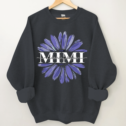 Mimi Purple Daisy Flower With Grandkids Sweatshirt