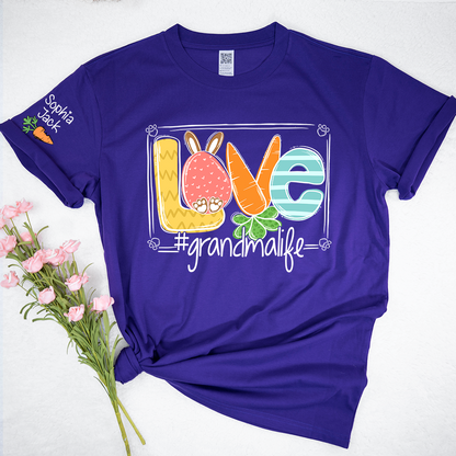 Custom Grandma Bunny Shirt, Personalized Family Names Easter Style Tee