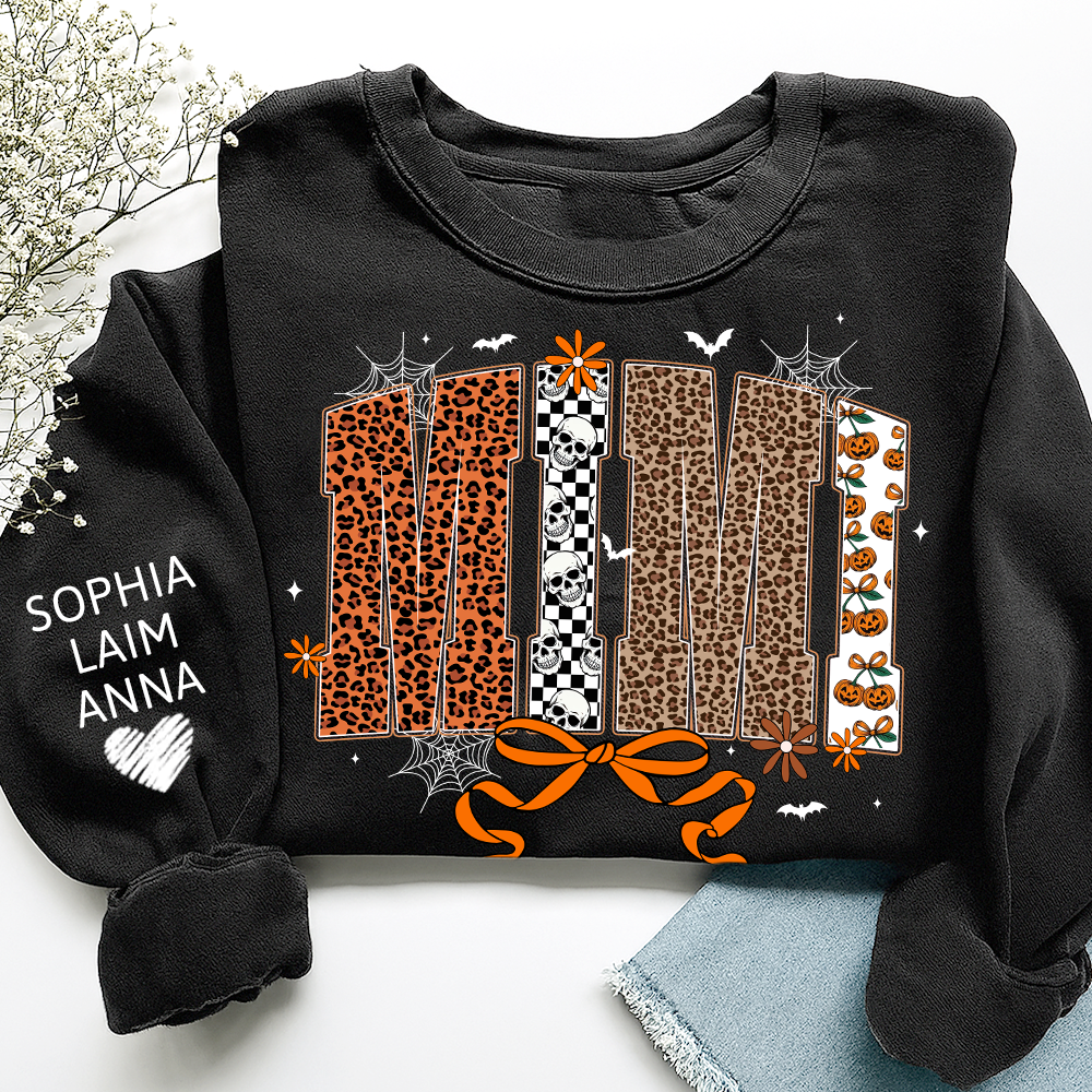 Personalized Coquette Halloween Mimi, Gift for Grandma with Leopard And Custom Name