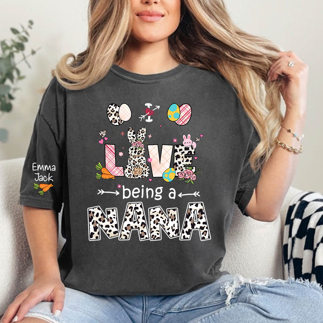 Love Being a Nana T Shirt, Cute Easter Bunny Family Shirt For Nana And Kids