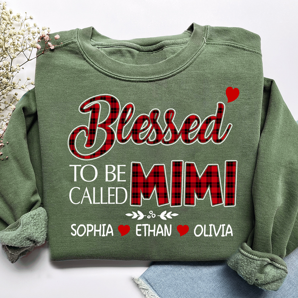 Personalized Blessed To Be Called Mimi Sweatshirt, Gifts for Grandma, Custom Grandma and Grandchild Names