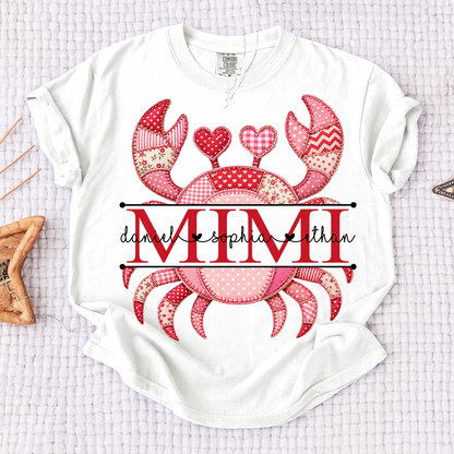Comfort Colors® Patchwork Crab Design Mimi Shirt Personalized Children’s Names Tee