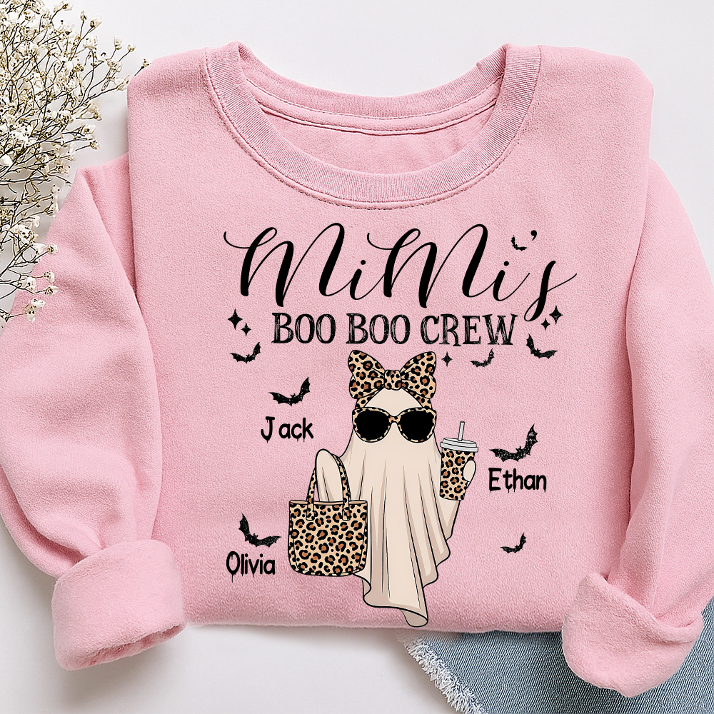Mimi's Boo Crew Halloween Sweatshirt, Personalized Ghost Family Shirt for Grandma And Kids