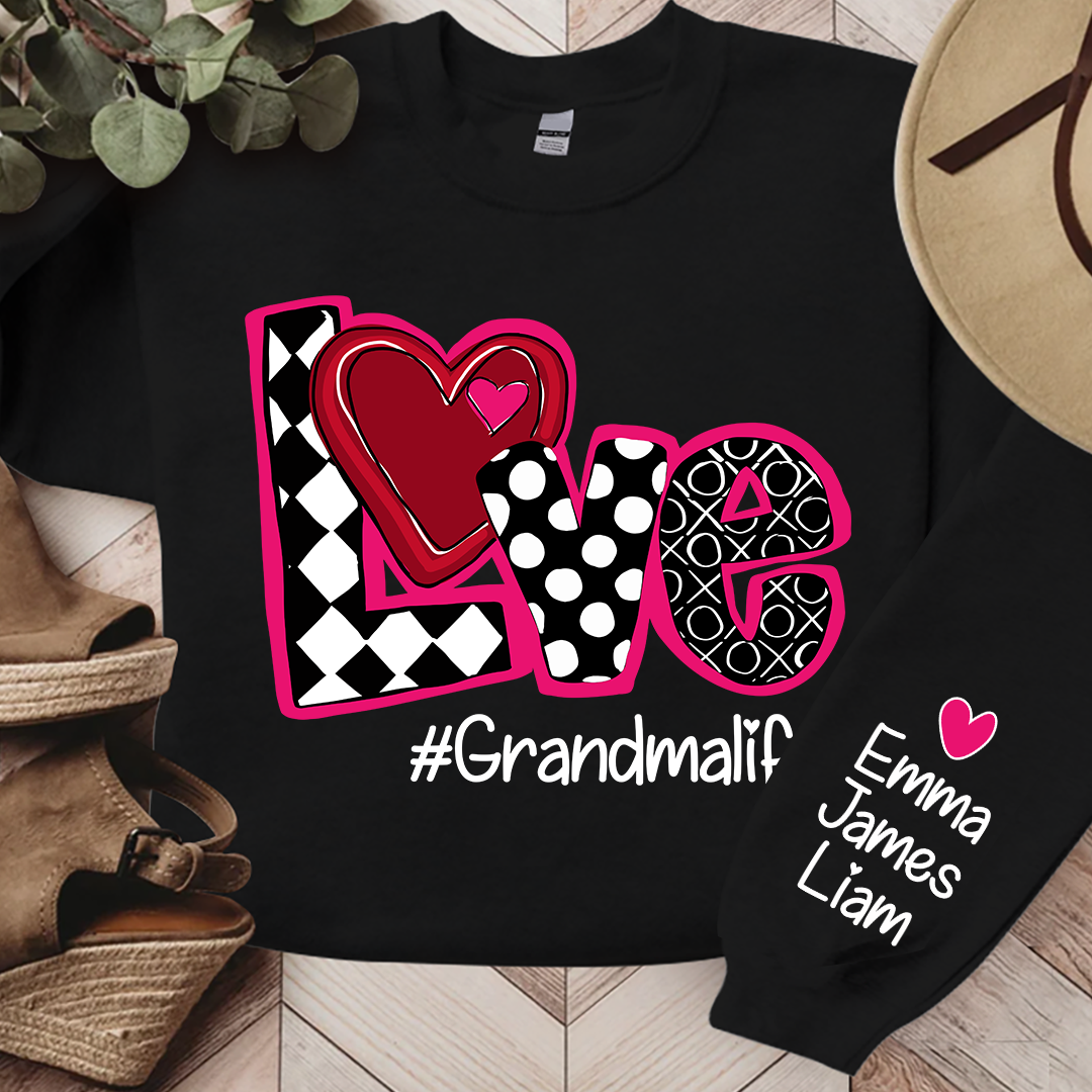 Love Valentine Sweatshirt, Custom Grandma With Kids, Grandma Gift Valentine TH Sweatshirt
