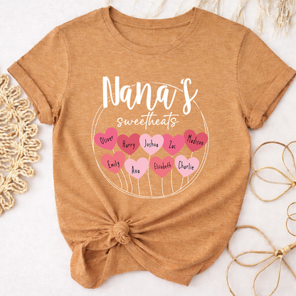 Nana’s Sweethearts Shirt, Personalized Heart Names Family T Shirt