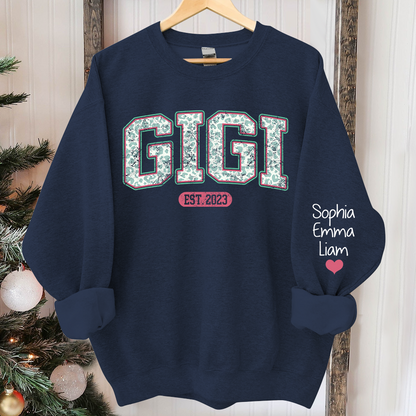 Personalized Gigi Est Leopard With Kids Christmas Sweatshirt