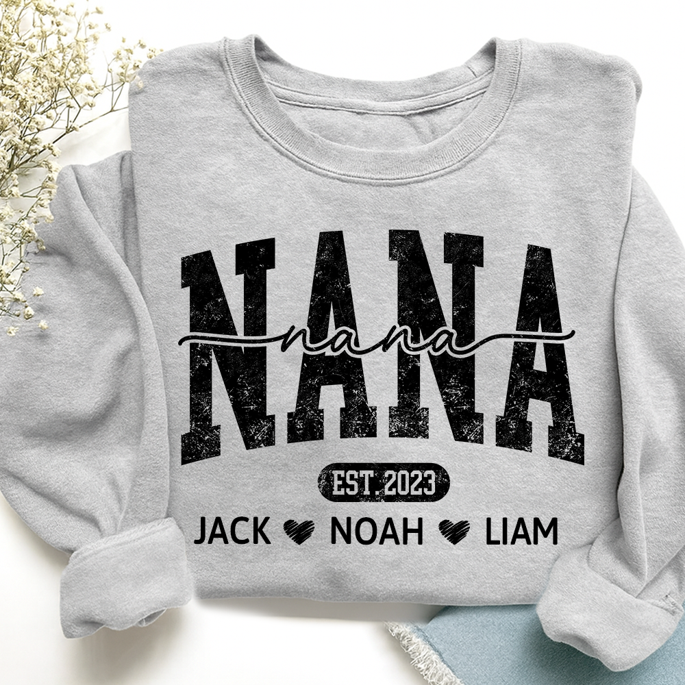 Nana Est And Grandkids Custom Sweatshirt As Gift For Grandmother And Grandchild
