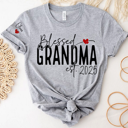 Blessed Grandma And Kids Custom T-Shirt 2025, Give Grandma