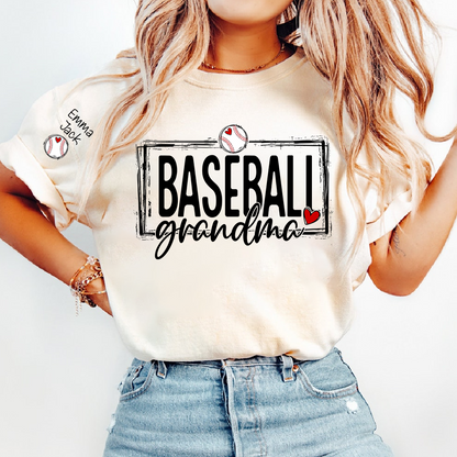 Baseball Grandma T-Shirt, Personalized Grandma T-Shirt for Baseball Lovers with Custom Name