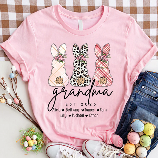 Grandma Easter Bunny Shirt Personalized with Names, Custom Family Bunny Tee