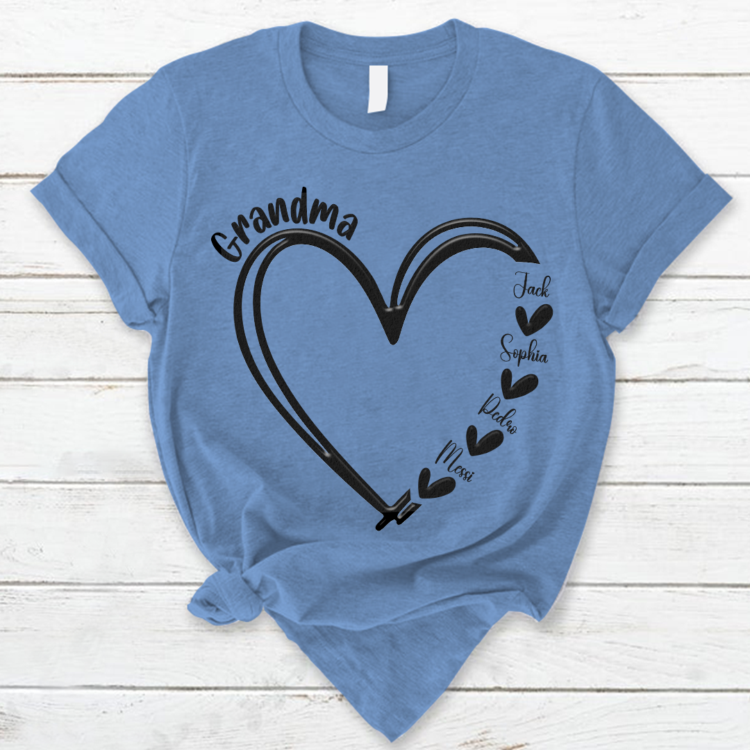 Custom Name Grandma And Kids, Puff Print Design  LTP01