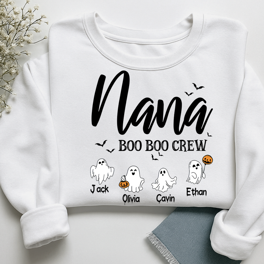 Custom Halloween Grandma, Nana Boo Crew Sweatshirt, Custom Gifts for Gigi and Kids
