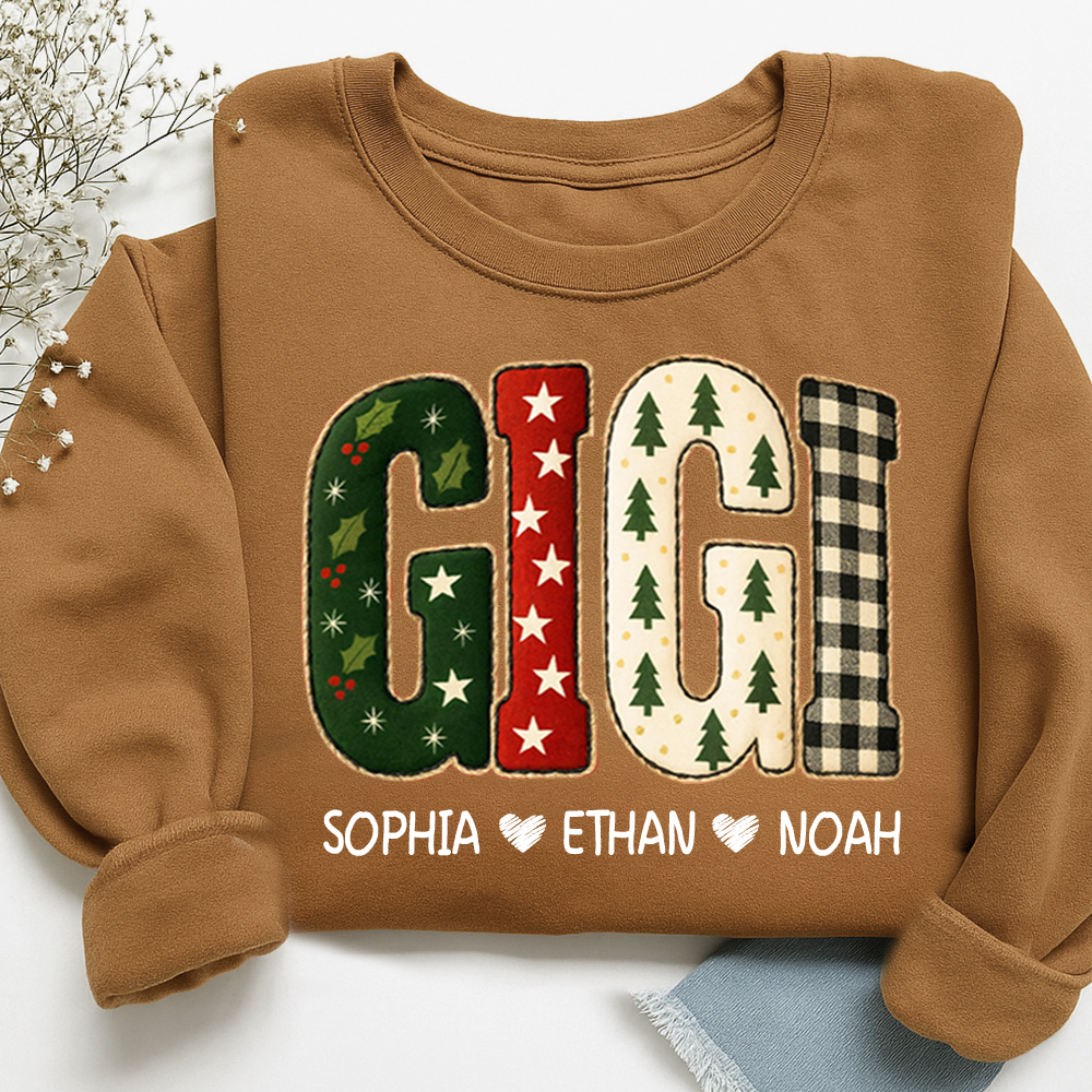 Cozy Xmas Gigi Design Grandma Sweatshirt, Gift for Grandma and Kids