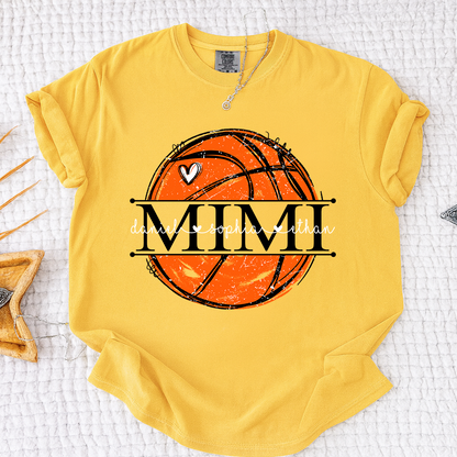 Comfort Basketball Mimi Shirt Personalized with Grandkids Names, Custom Sports Family T Shirt