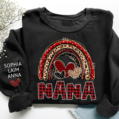 Grandma Leopard Plaid Rainbow Sweatshirt Personalized with Kids' Names