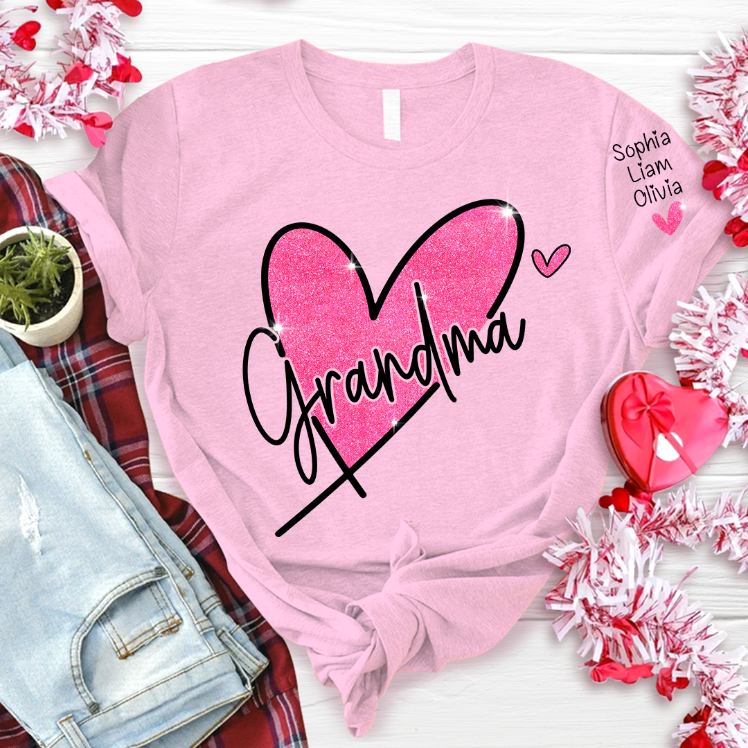 Glitter Heart Custom Grandma And Kids LTP01