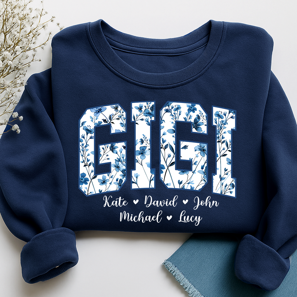 Personalized Blue Mimi Sweatshirt,Gift For Custom Grandma and Kids