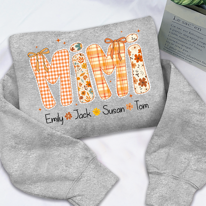 Custom Grandma Name, Preppy Floral Fall Mimi Bundle For Gift Mimi And Kids