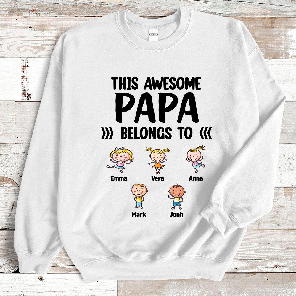 Custom This Awesome Papa Belongs to Grandkids Name Sweatshirt