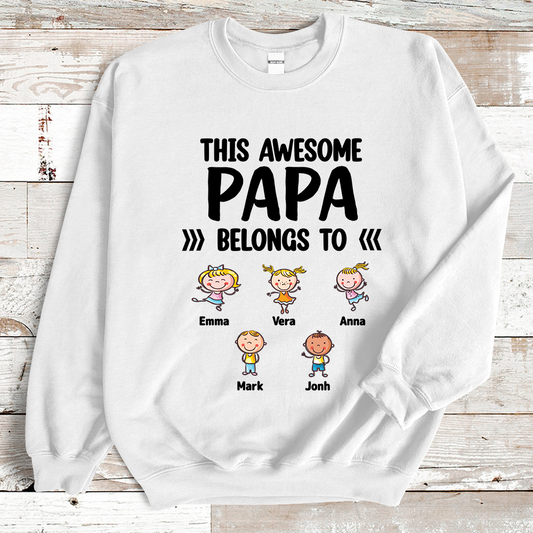 Custom This Awesome Papa Belongs to Grandkids Name Sweatshirt