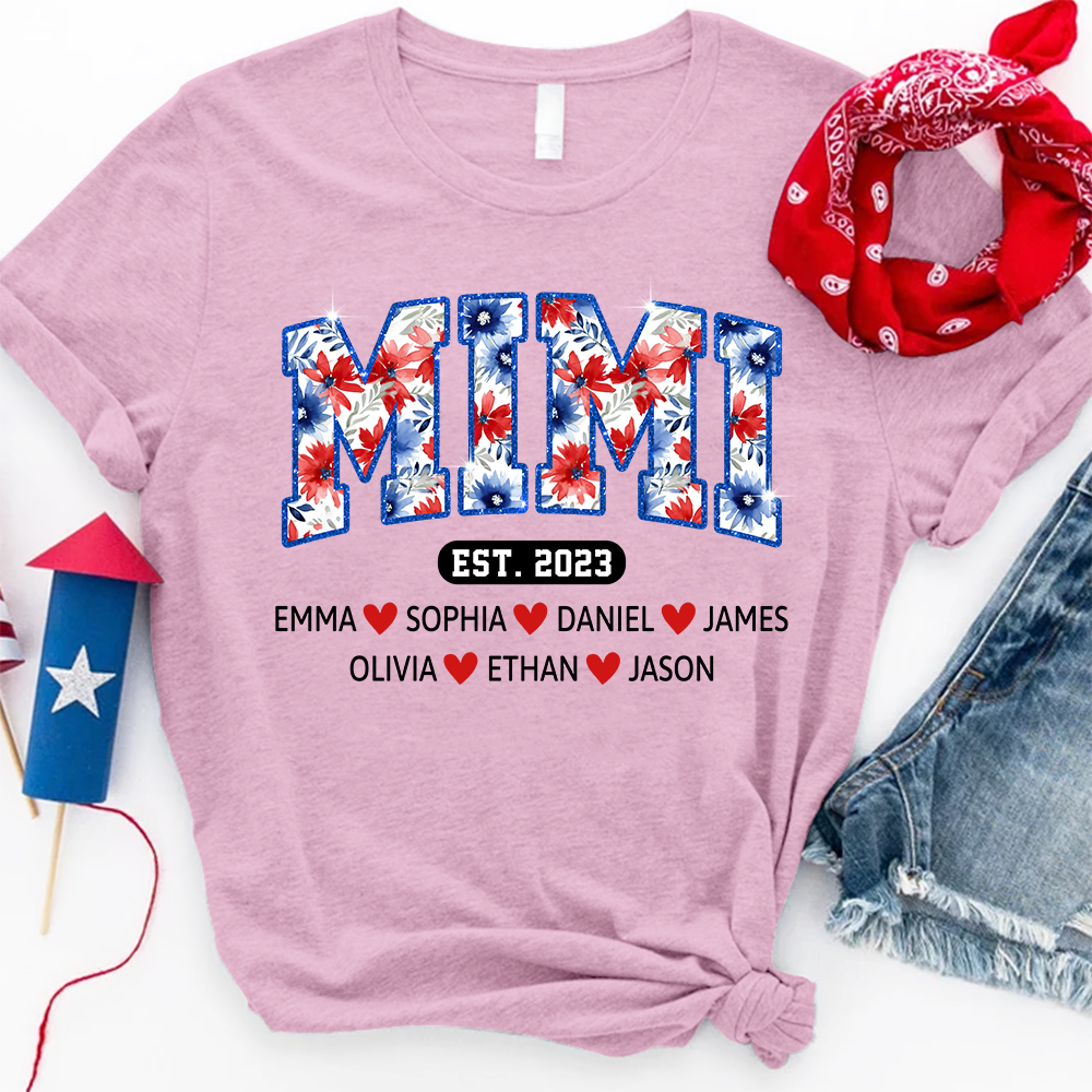 Mimi Floral Est Glitter, Custom Grandma With Kids, Mother's Day TH T-Shirt