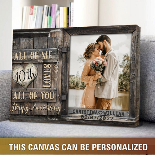 10 year anniversary Gift for Him, Custom Photo Husband and Wife All of Me, Couples Wall Art for Bedroom