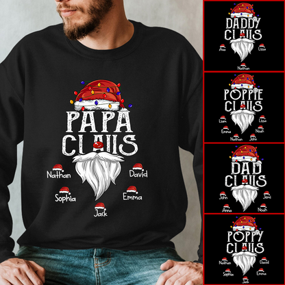 Hat Santa With Christmas Lights, Gift For Grandpa, Custom Give Papa And Kids Sweatshirt