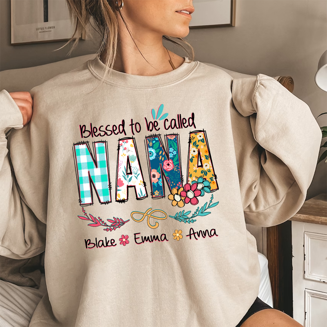 Blessed To Be Called Nana And Kids Art Flower Sweatshirt
