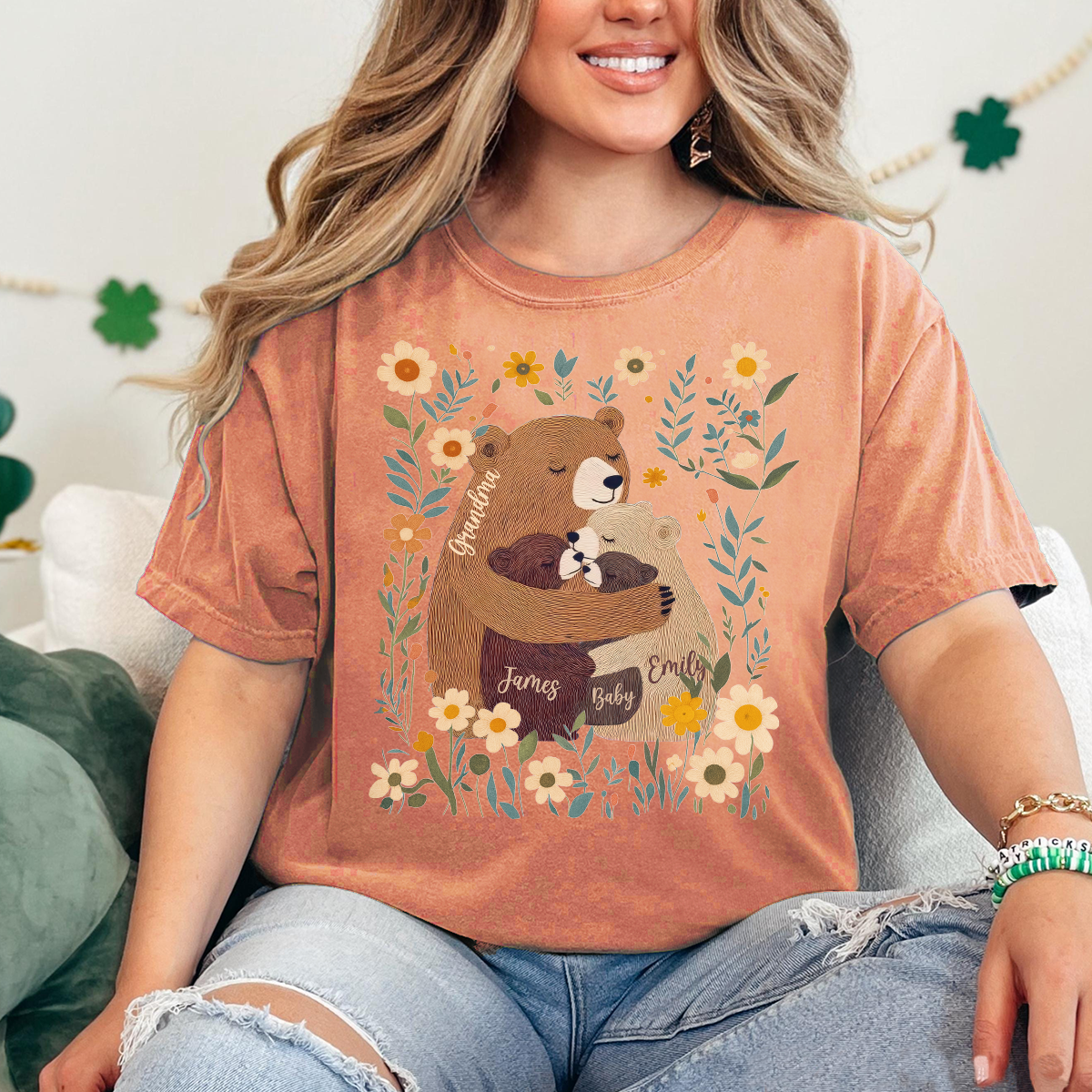 Comfort Colors® Custom Grandma T-Shirt – Grandma Bear with Baby Bears and Kids’ Names
