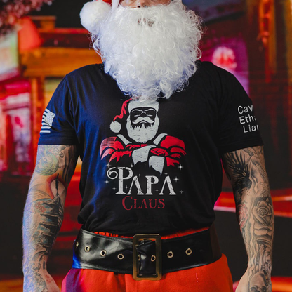 Papa Claus Shirt, Custom Papa And Grandkids Christmas T-Shirt