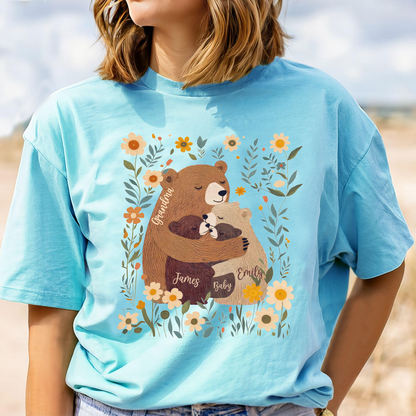 Comfort Colors® Custom Grandma T-Shirt – Grandma Bear with Baby Bears and Kids’ Names