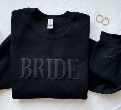 Personalized Gift For Bride, Bride Sweatshirt, Initial Heart Sleeve, Engagement Gift, Unique Bridal Shower Gift, Future Mrs Sweatshirt