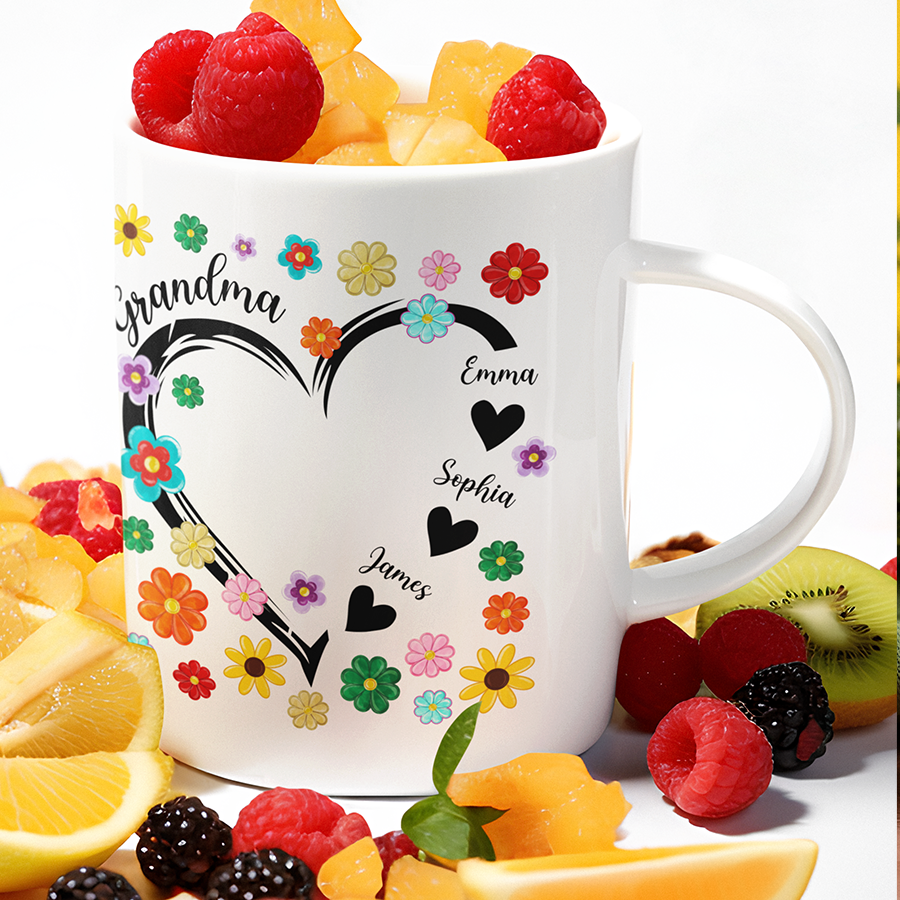 Personalized Grandma Heart flower 2024 Mug