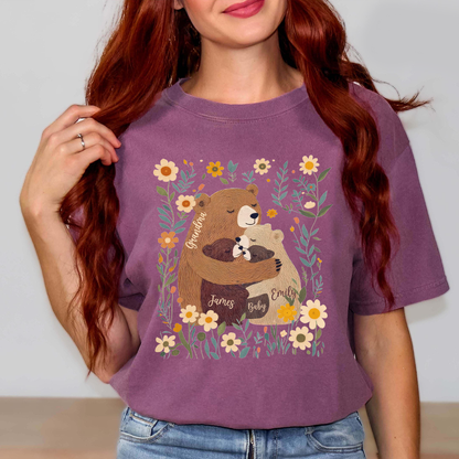 Comfort Colors® Custom Grandma T-Shirt – Grandma Bear with Baby Bears and Kids’ Names